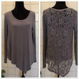 Silvery Gray 2 Piece Lace Back Top